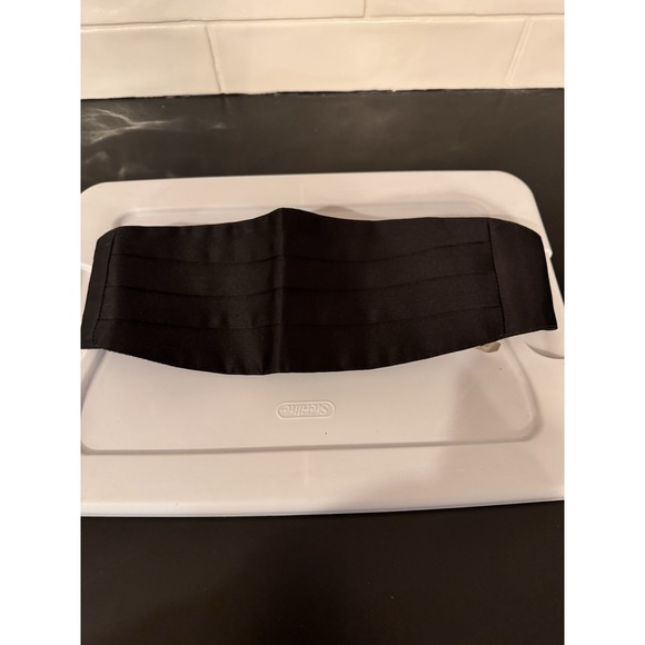 Vintage Big Front Black Cummerbund Mens Adjustable Made in USA - Picture 1 of 6